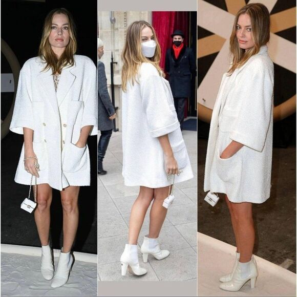 Authentic CHANEL 2022 Chelsea Ivory CC Logo Block Heel Ankle Boots Size … - Picture 4 of 17